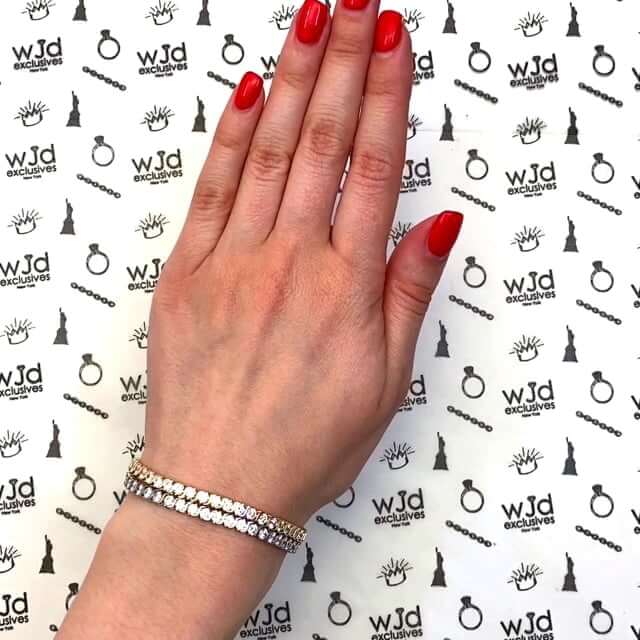 14K Yellow Gold 5.5CT CZ Round S-Link Tennis Bracelet 7.5"