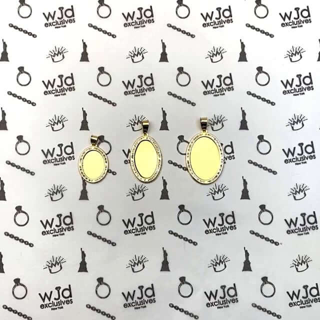 10K Gold CZ Memory Picture Medallion Pendant 1.2"-1.6"