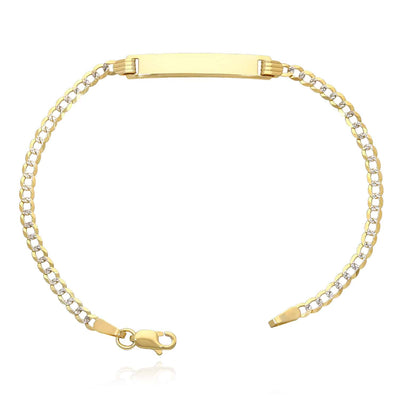 14K Yellow Gold 3.5mm Diamond-Cut Cuban Curb ID Bracelet (Hollow) 6"