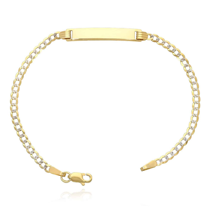 14K Yellow Gold 3.5mm Diamond-Cut Cuban Curb ID Bracelet (Hollow) 6"