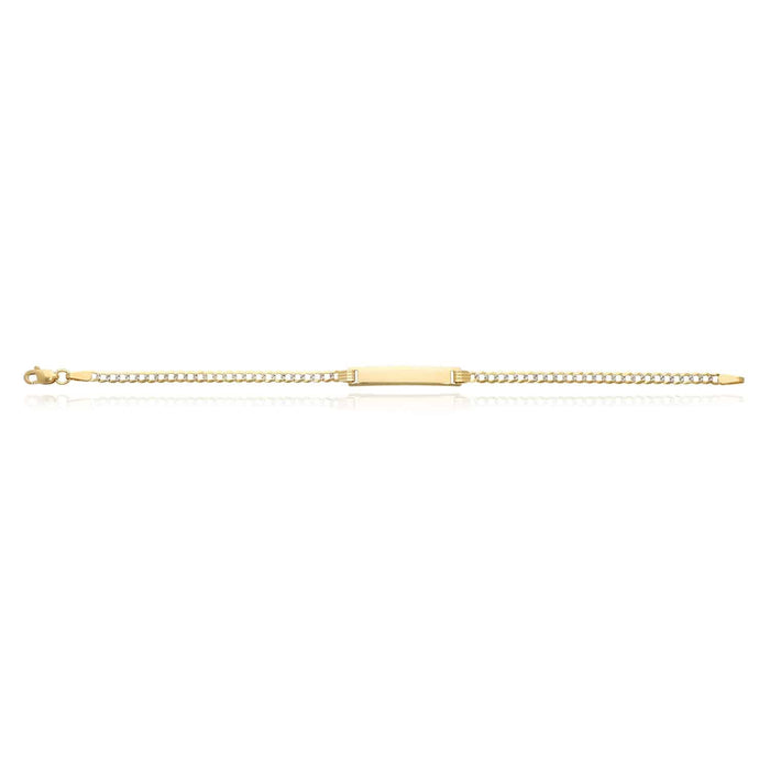 14K Yellow Gold 3.5mm Diamond-Cut Cuban Curb ID Bracelet (Hollow) 6"