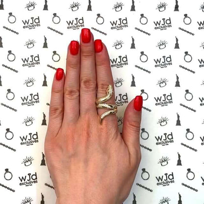 14K Real CZ Red Ruby Eyes Snake Ring