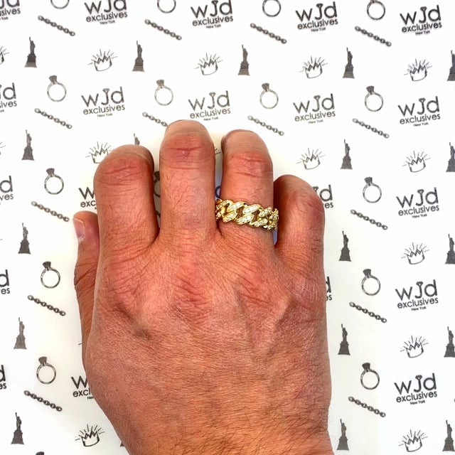 14K Yellow Gold CZ 9mm Miami  Band Ring