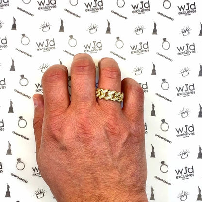 14K Yellow Gold CZ 9mm Miami  Band Ring