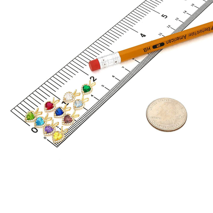 14K Gold Birthstone CZ Heart Shape Pendant 0.5"