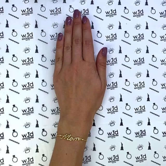 14K Yellow Gold Wheat "Mom" Center Bolo Bracelet (Solid Links) 7"-9.25" Adjustable