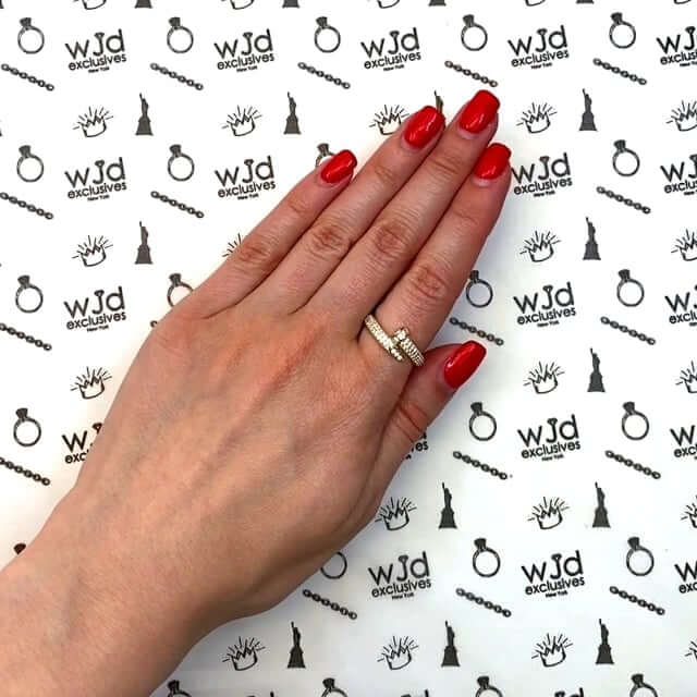 1.9CTW CZ 14K Yellow Gold Pave Twisted Nail Ring Band