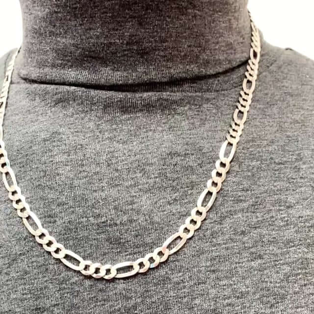 Sterling Silver 7mm Figaro Chain (Solid Links) 16"-24"