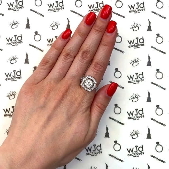 14K Gold White 2.5CTW CZ Milgrain Vintage-Style Cocktail Ring