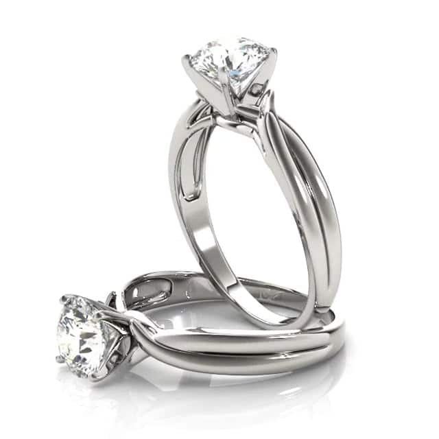 1.20CT Real Moissanite 14K Gold White Twisted Shank Solitaire Engagement Ring