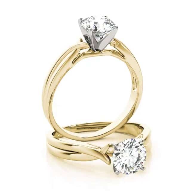 1.2CT Real Moissanite 14K Yellow Gold Twisted Shank Solitaire Engagement Ring