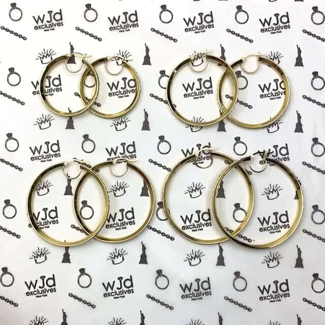 14K Gold Eternity Round CZ Channel Set Hoop Earrings 1.57"-2.17"