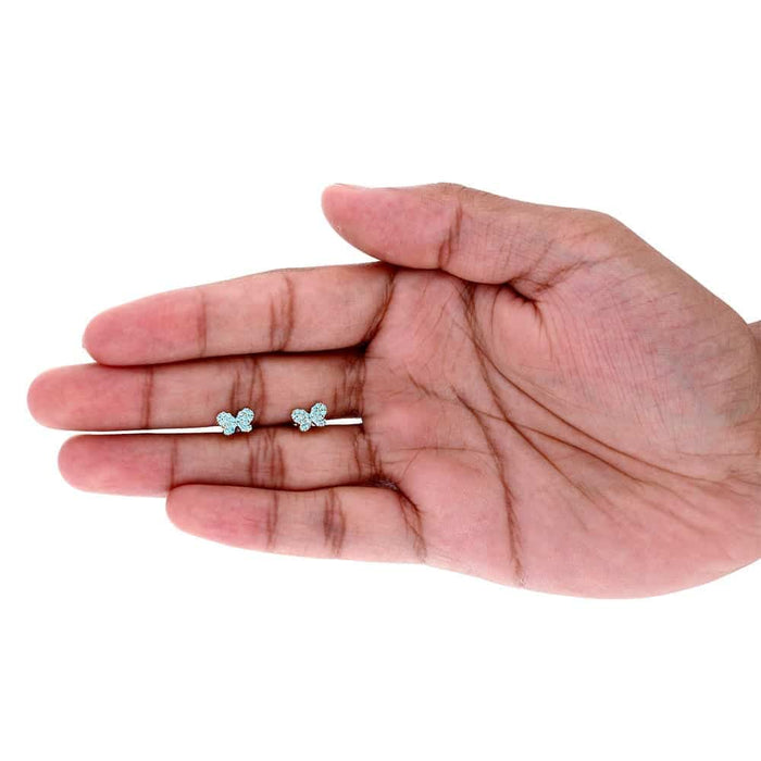 14k Yellow Gold Birthstone Butterfly Screw Back Stud Earrings