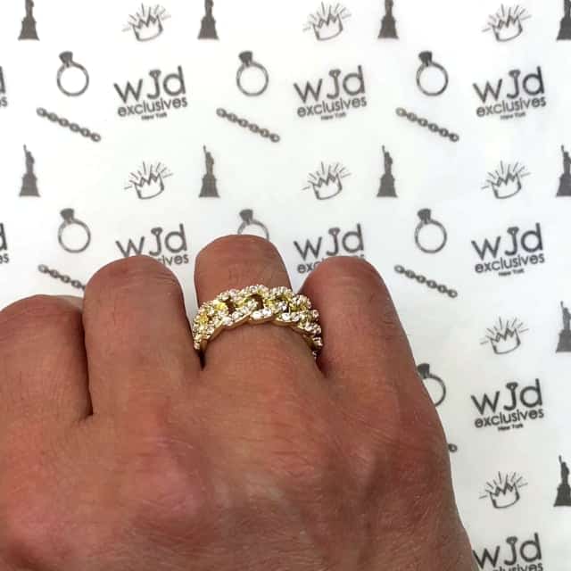 14K Yellow Gold 2CTW CZ 8mm Cuban Ring