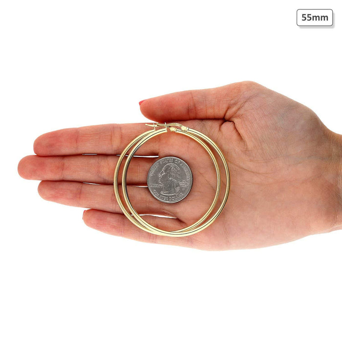 Yellow Gold Over 925 Sterling Silver Hoop Earrings 35mm-73mm