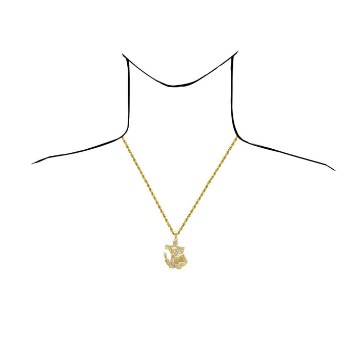 10K Gold Jesus Carrying Cross Pendant 1.6"-2.8"