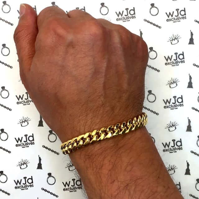 14K Gold 9mm Miami Cuban Box Clasp Bracelet (Hollow) 8.5"