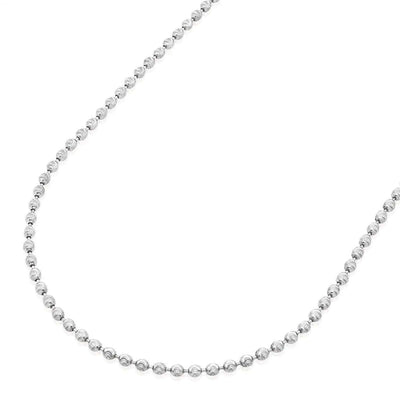 Sterling Silver 2mm Moon-Cut Bead Ball Chain (Solid Links) 22"