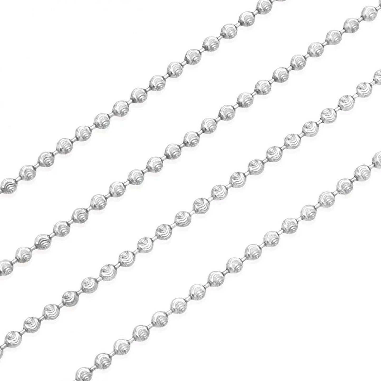 Sterling Silver 2mm Moon-Cut Bead Ball Chain 22"