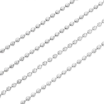 Sterling Silver 2mm Moon-Cut Bead Ball Chain 22"