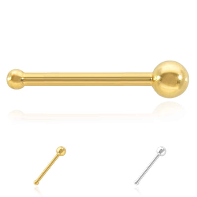 14K White Gold Ball Round Piercing Bone 20G 2mm Stud Nose Ring