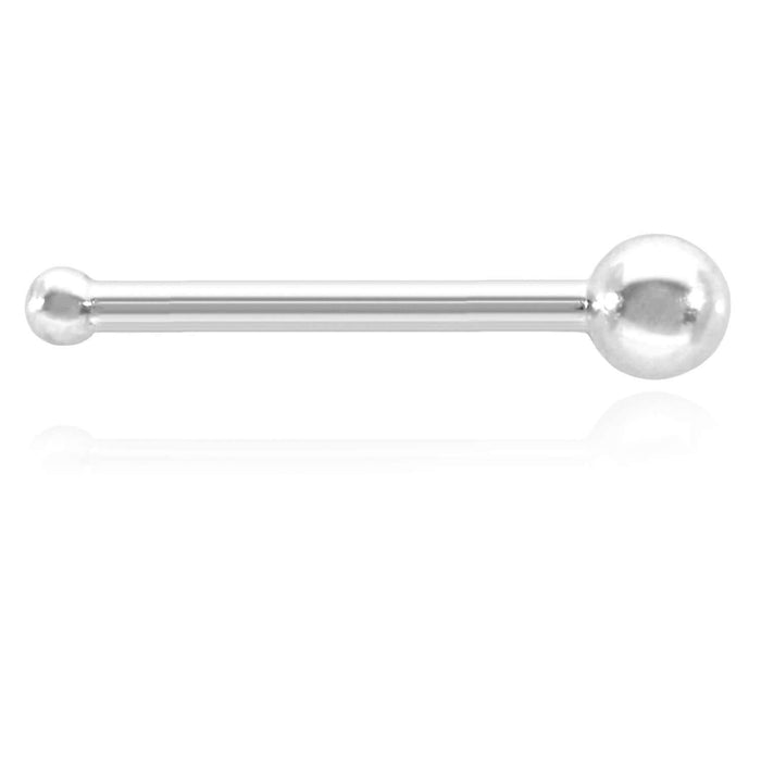 14K White Gold Ball Round Piercing Bone 20G 2mm Stud Nose Ring