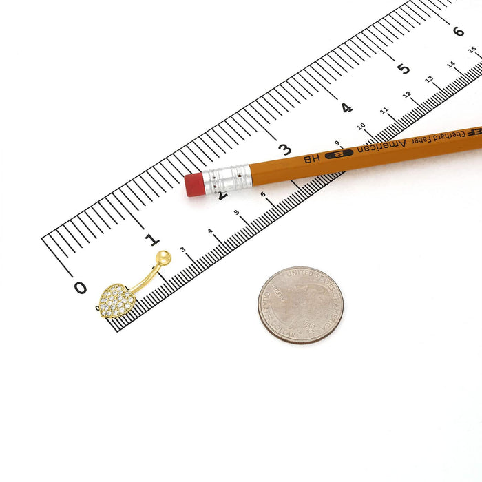 14K White Gold CZ Heart Belly Button Navel Ring 14G