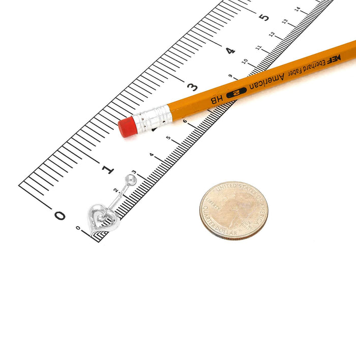 14K White Gold Two Hearts Navel Belly Button Ring Body Piercing