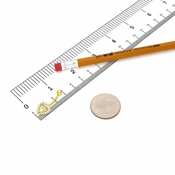 14K White Gold CZ Open Heart Belly Button Navel Ring