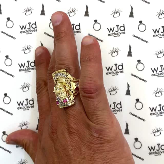 1.50CTW CZ 10k Gold Yellow Ruby Nefertiti Ring