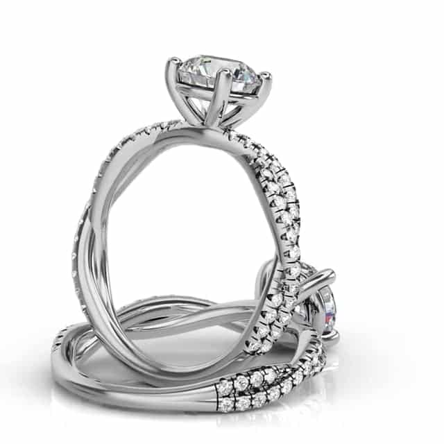 1.43CTW Natural Diamond Moissanite 18K Gold White Twisted Shank Engagement Ring