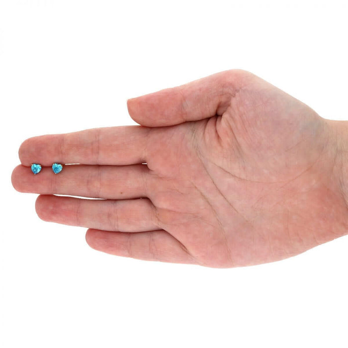 14K Yellow Gold Birthstone Heart Screw Back Stud Earrings 5mm