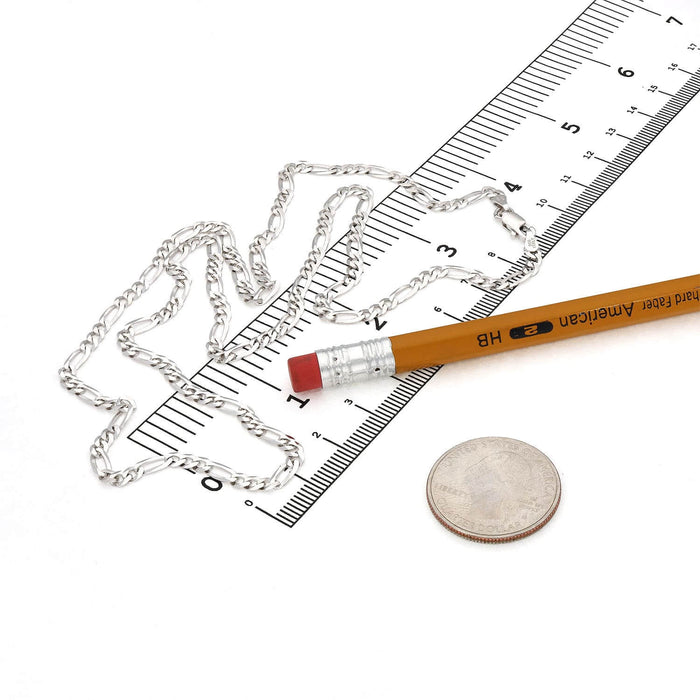 Sterling Silver 3.5mm Figaro Chain (Solid Links) 16"-24"