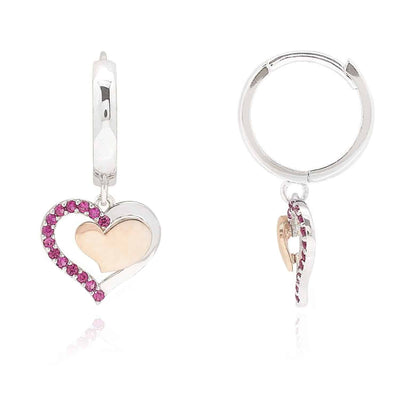 Ruby Huggie Hoop Dangle Earrings White