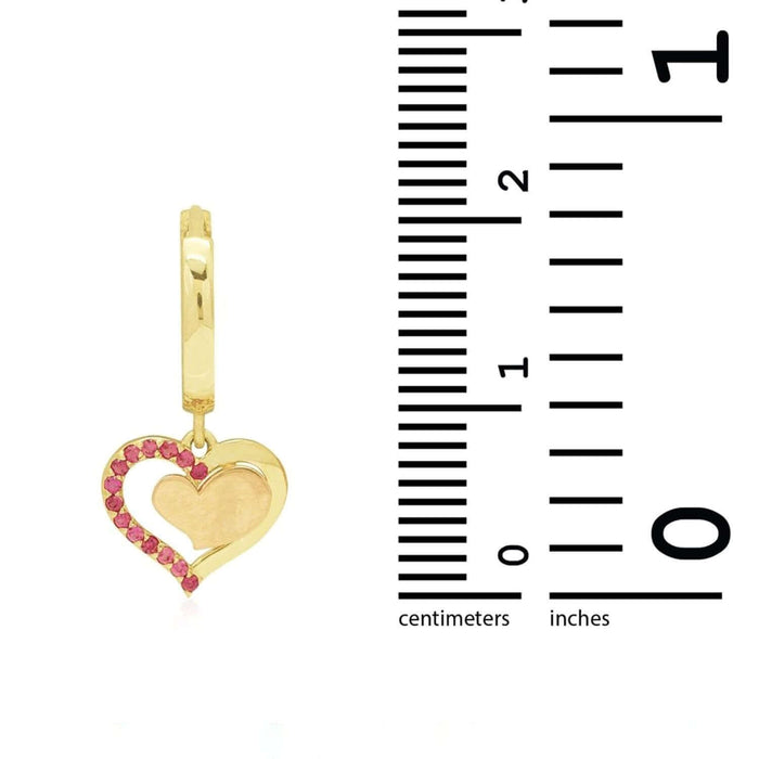 Ruby Huggie Hoop Dangle Earrings Size chart