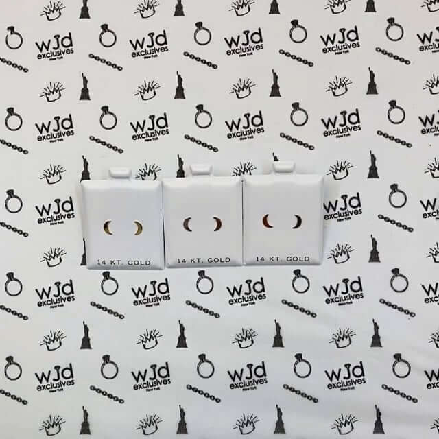 14K Yellow Rose White Gold Half Moon Stud Earrings 0.3"