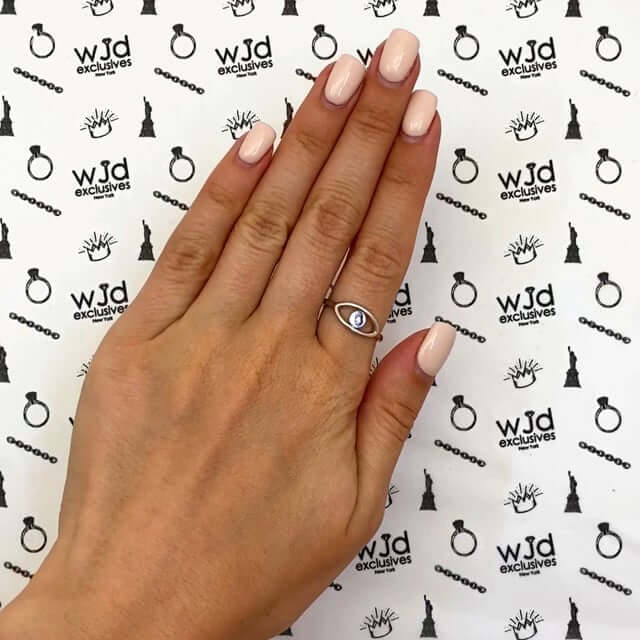 925 Sterling Silver CZ Evil Eye Ring