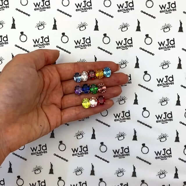 5CTW Birthstone Oval Gemstone Basket-Set 14K Gold Stud Earrings