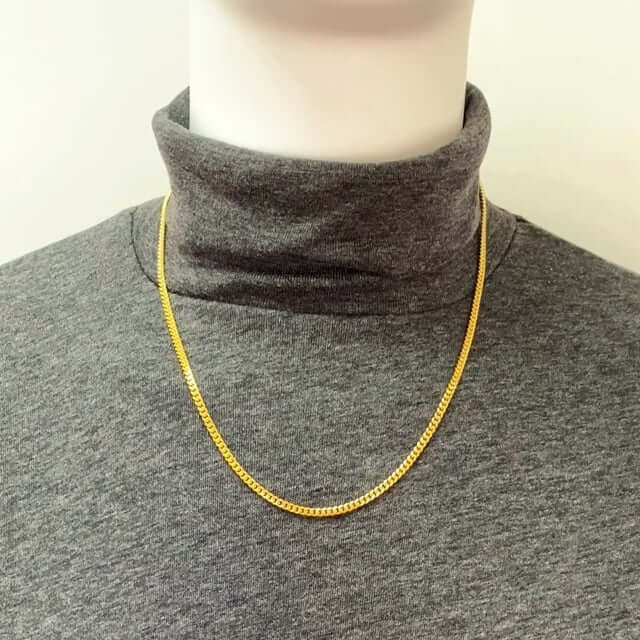Solid 14K Yellow Gold Over Silver 3.5mm Miami Cuban Chain Necklace 16"-30"