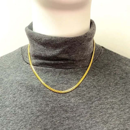 14K Yellow Gold Over Silver 4mm Miami Cuban Chain Necklace 16"-30"