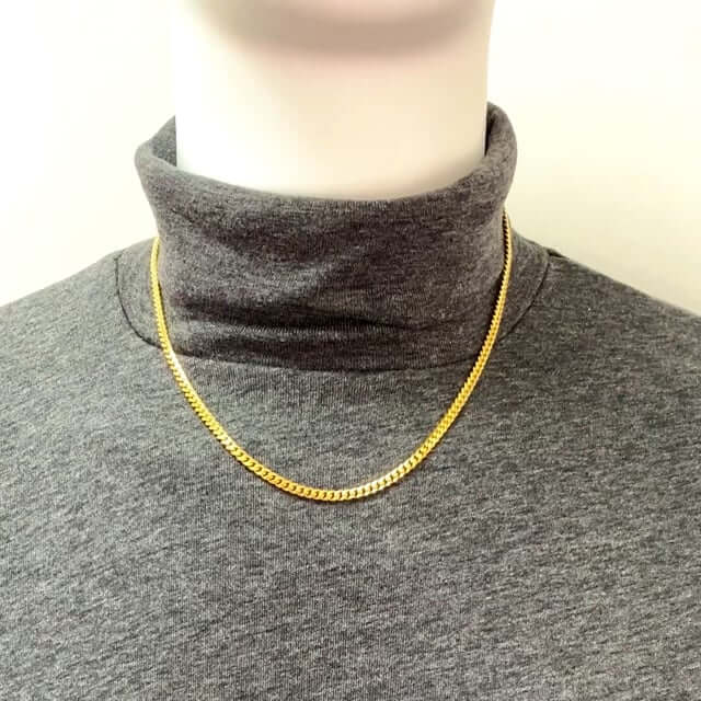 14K Yellow Gold Over Sterling Silver 4mm Miami Cuban Chain (Solid Links) 16"-30"