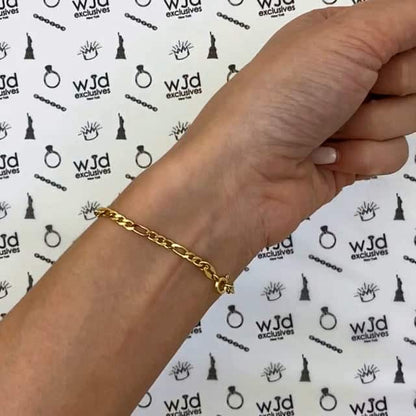 Kid’s 14K Gold Over Silver 3mm Figaro Engravable ID Bracelet 5.5-6" Adjustable