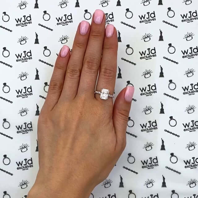 3.30CT Natural Diamond and Radiant-Cut Moissanite 14K Gold White Engagement Ring