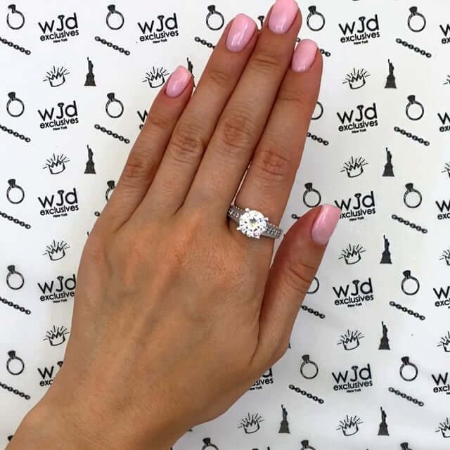 3.55CTW Natural Diamond & Moissanite Milgrain 14K Gold White Engagement Ring