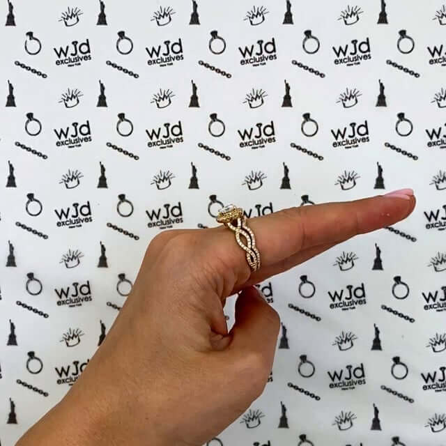 2.05CTW Natural Diamond & Moissanite Twisted Shank Halo 14K Gold Bridal Ring Set