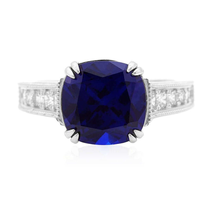 14k Gold White Cushion-Cut CZ Solitaire Engagement Ring