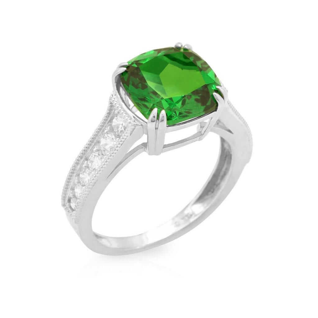 14k Gold White Cushion-Cut CZ Solitaire Engagement Ring