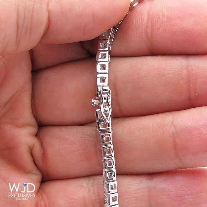 White Gold Over Sterling Silver 4mm Princess CZ Tennis Bracelet 7.25"