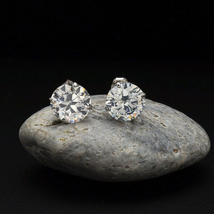 5CTW CZ Brilliant-Cut 14k White Gold Push Back Stud Earrings 9mm