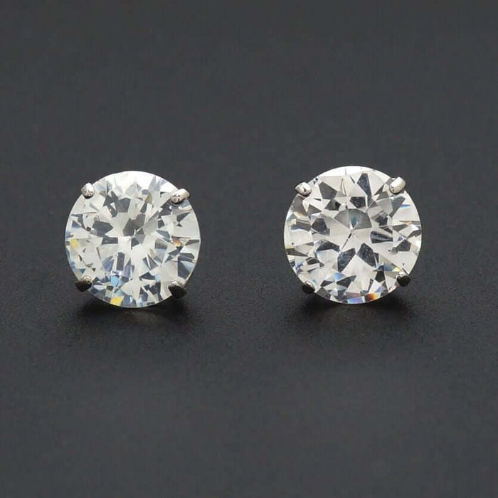 5CTW CZ Brilliant-Cut 14k White Gold Push Back Stud Earrings 9mm